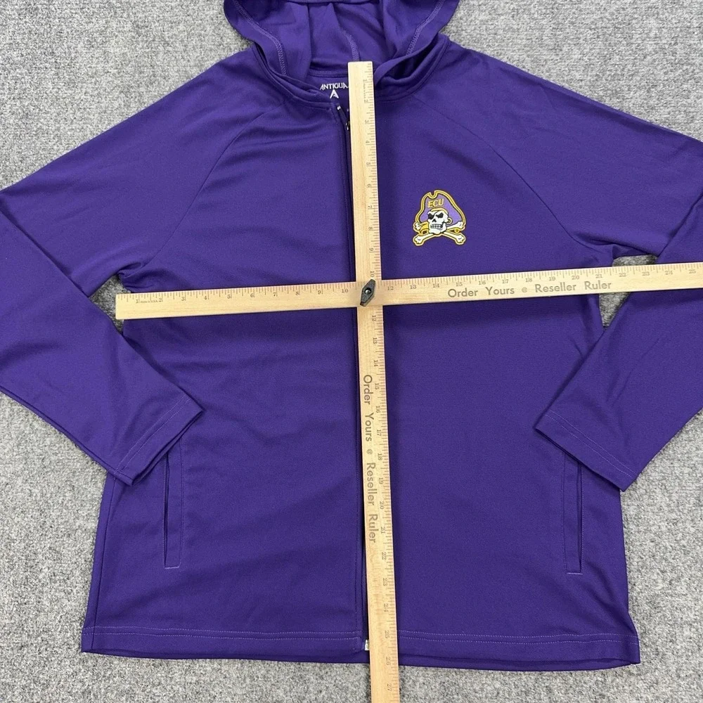 East Carolina Pirates Jacket Mens Large Purple NCAA Football Antigua Hooded